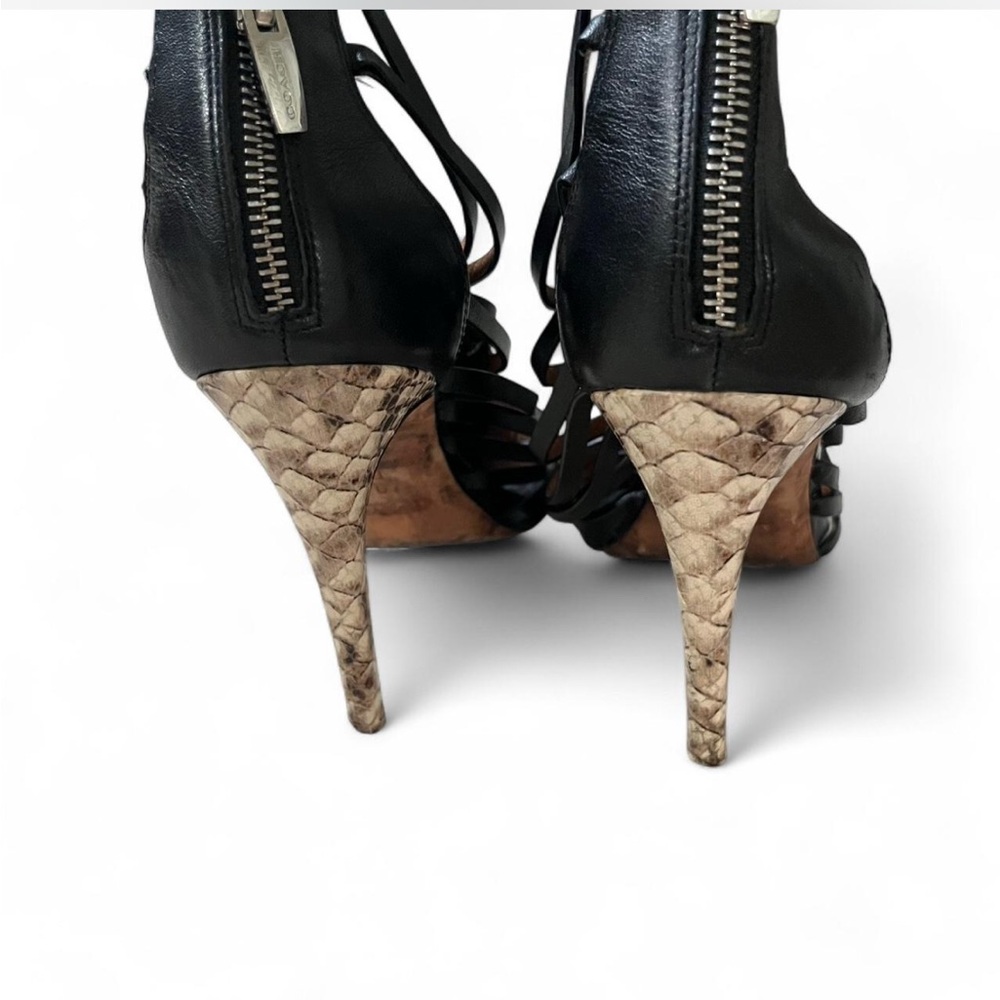 Coach Women’s black leather and Snakeskin gladiator cage heels sandals club - Picture 7 of 9